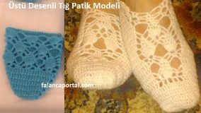 Üstü Desenli Tığ Patik Modeli