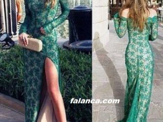 2015 yeni abiye modelleri yesil dantelli