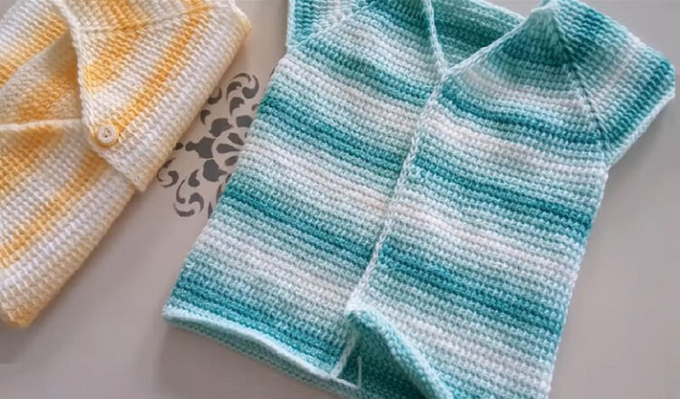 En Kolay Örülen Hazır Gibi Tunus Bebek Yelek Modeli