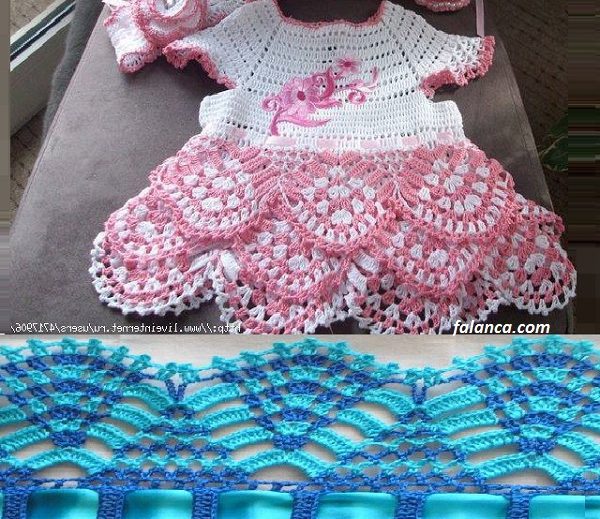 Renkli Tığ İşi Bebek Elbisesi Yapılışı