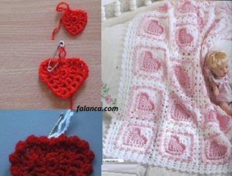 Kabartmalı Kalp Desenli Kız Bebek Battaniyesi