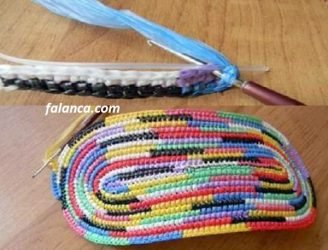 renkli cop posetlerinden plaj cantasi yapilisi 6