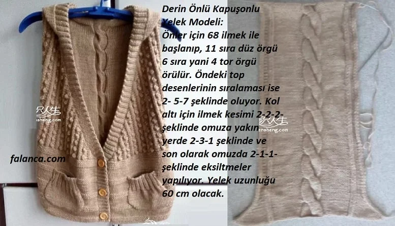 derin V onlu kapusanlu yelek modeli 1