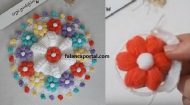 Puf Çiçekli Renkli Lif Modeli