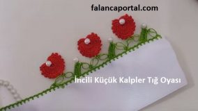 İncili Küçük Kalpler Tığ Oyası