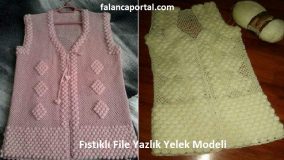 Fıstıklı File Yazlık Yelek Modeli