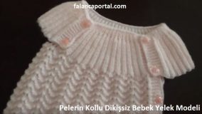 Pelerin Kollu Dikişsiz Bebek Yelek Modeli