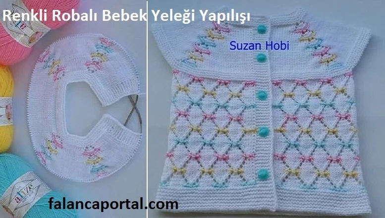 renkli robali bebek yeleği yapilisi 1