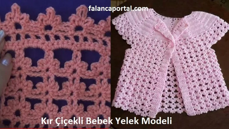 kir cicekli bebek yelek modeli 1