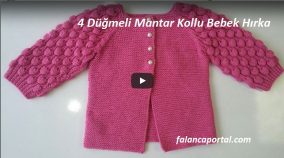4 Düğmeli Mantar Kollu Bebek Hırka