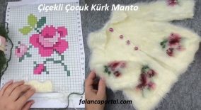 Çiçekli Çocuk Kürk Manto