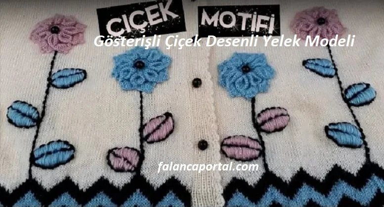 gosterisli cicek desenli yelek modeli 1