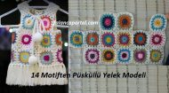 14 Motiften Püsküllü Yelek Modeli