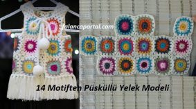 14 Motiften Püsküllü Yelek Modeli