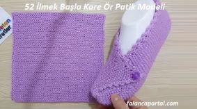 52 İlmek Başla Kare Ör Patik Modeli