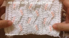 Allı Güllü Gelin Tacı Örgü Modeli