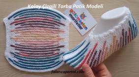 Kolay Çizgili Torba Patik Modeli