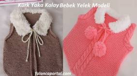 Kürk Yaka Kolay Bebek Yelek Modeli