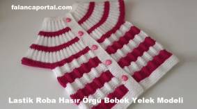 Lastik Roba Hasır Örgü Bebek Yelek Modeli