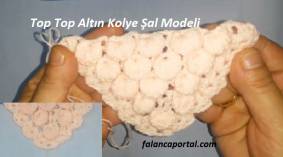 Top Top Altın Kolye Şal Modeli