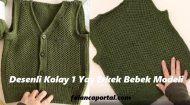 Desenli Kolay 1 Yaş Erkek Bebek Yelek Modeli