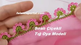 Sıralı Çiçekli Tığ Oya Modeli