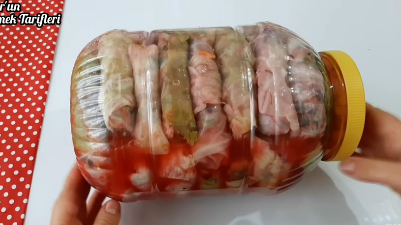Bidonda Yapılan Zor Zamanlarda Kurtarıcı Kışlık Lahana Tarifi 2