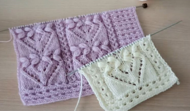 Hırkalara Bebek Battaniyesine Çiçek Kabartmalı Örgü Modeli