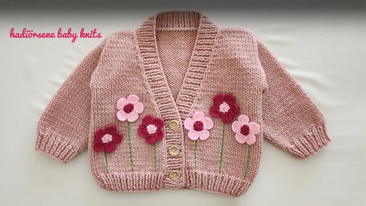 Crop Çiçek Bahçesi Bebek Hırka Modeli