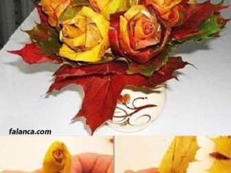 agac yapraklarindan orta cicek yapimi