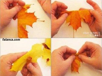 agac yapraklarindan orta cicek yapimi 1