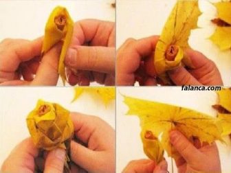 agac yapraklarindan orta cicek yapimi 2