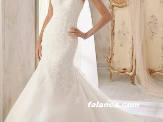 balik gelinlik modelleri dantellik straplez