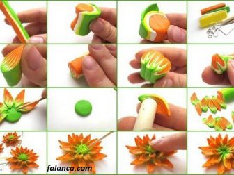 fimo hamurundan cicek yapimi