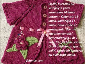Oval önlü kurdeleli kız yeleği