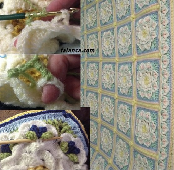 Mum çiçeği bebek battaniyesi yapılışı