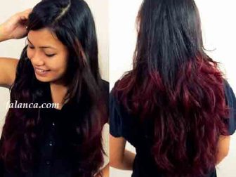 ombre sac modelleri siyah kizil