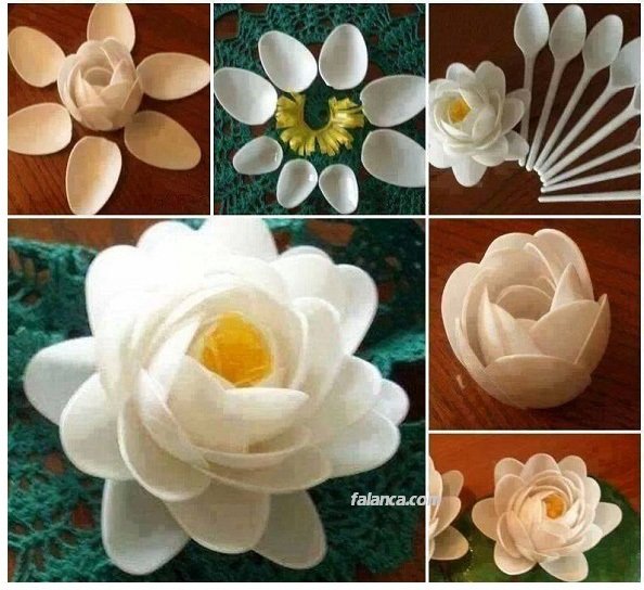 Plastikten ev dekorasyonu için çiçek yapımı