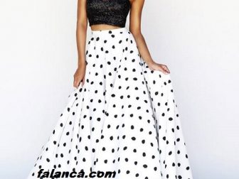 puanli elbise modelleri siyah beyaz noktali 3