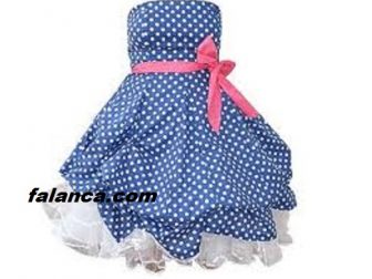 puanlı elbise modelleri straplez