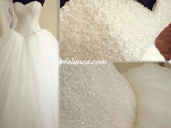 tasli sade prenses gelinlik
