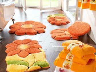 Çiçek desenli banyo paspas modelleri